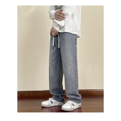 Jeans retro de cintura elástica con lazo y corte holgado