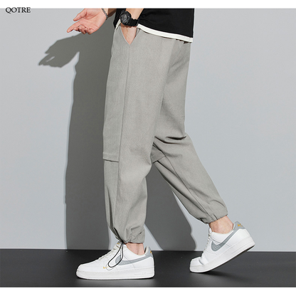 Pantalones rectos de pana de pierna ancha y corte holgado en color sólido