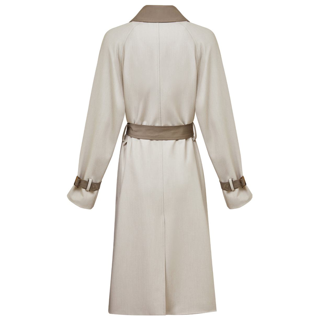 Belted Color Clash Knee-Length Trench Coat
