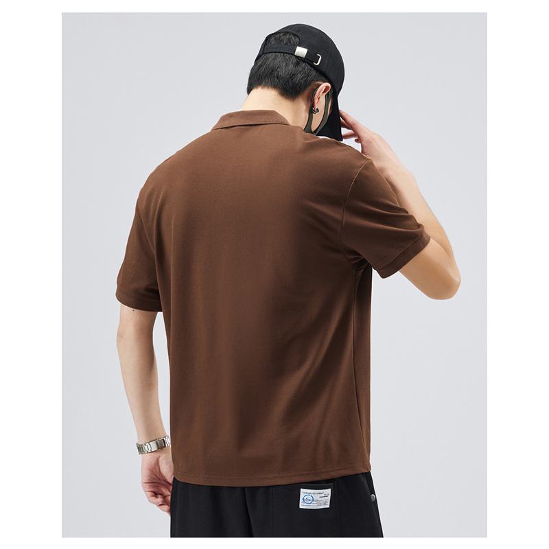 Hochwertiges, schlichtes Polo-Shirt mit kurzen Ärmeln aus reiner Baumwolle und Reverskragen