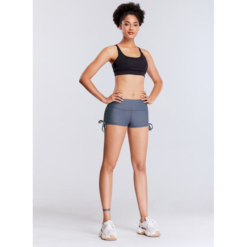 Pantalones cortos deportivos de yoga con cintura alta y ajuste ceñido elástico, adecuados para fitness.