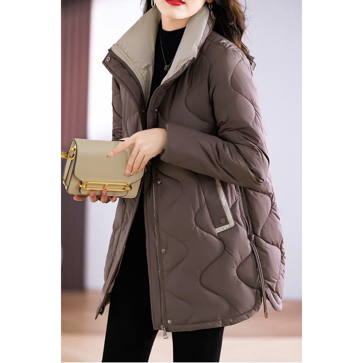 Quilted Thigh-Length Classic Puffer Jacket