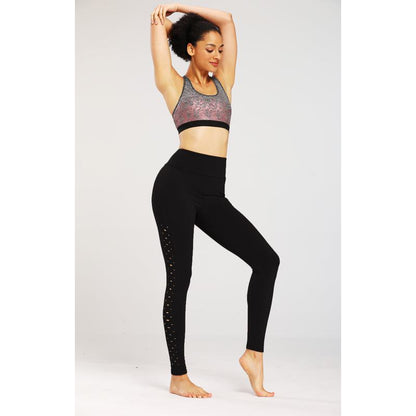 Leggings Deportivos Ajustados de Yoga Desgastados para Correr y Fitness con Diseño Ahuecado