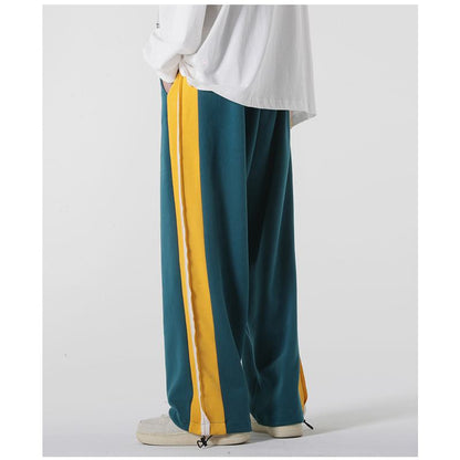 Pantalones amplios de punto casuales con cintura elástica y cordón para deporte