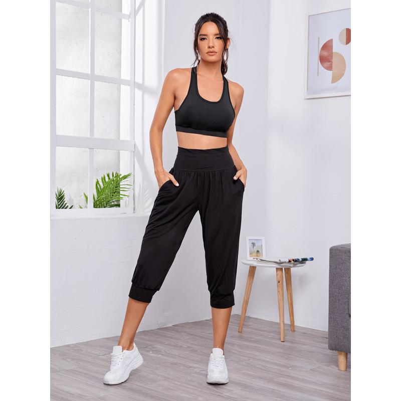 High-Waisted Pocket Loose Fit Yoga Running Multi-Color Sports Pants