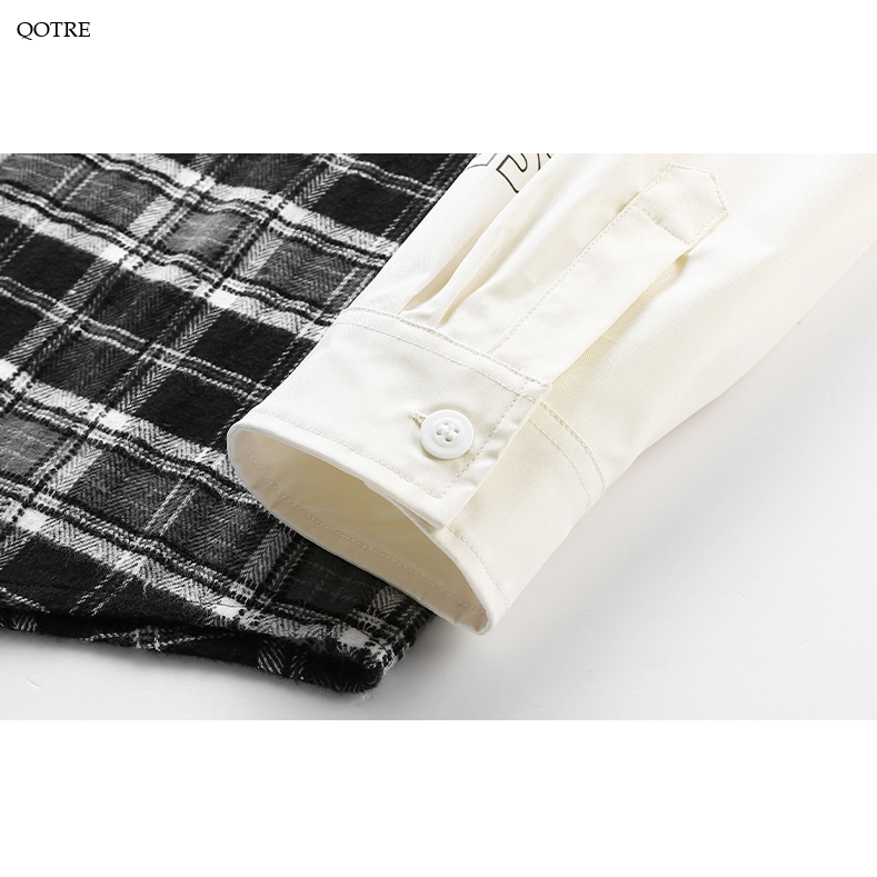 Camisa de manga larga estilo patchwork de dos piezas falsas para el trabajo con estilo de moda