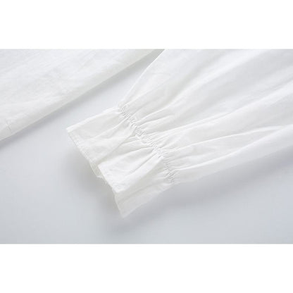 Blusas de manga larga sueltas con bordado fresco y simple contra el envejecimiento
