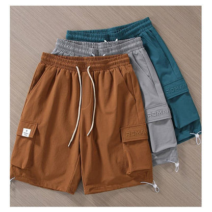 Pantalones cortos cargo con cintura ajustable y bolsillo con solapa, versátil para el trabajo.
