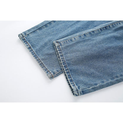 Jeans de corte recto con bordado y ajuste holgado