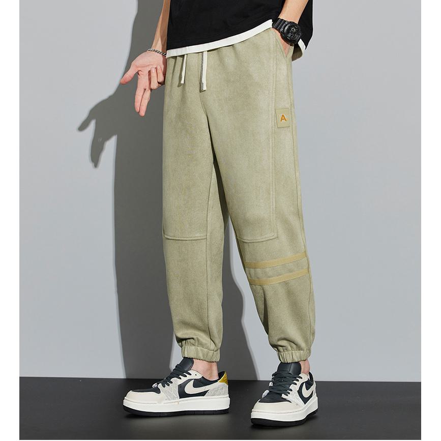 Pantalon de survêtement polyvalent en daim avec taille élastique fuselée