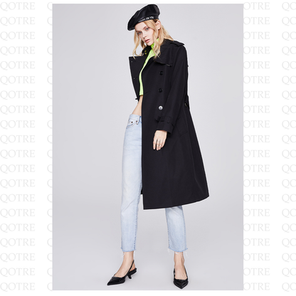 Classic Knee-Length Double Breasted Trench Coat
