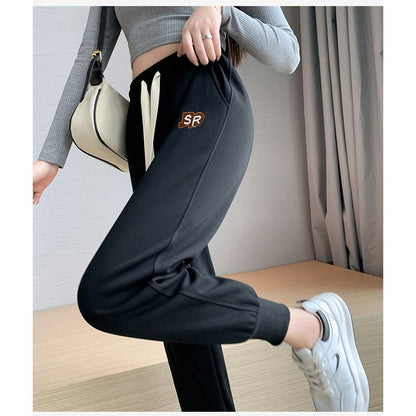 Pantalones deportivos rectos de ajuste holgado y adelgazantes para tallas grandes