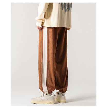 Pantalon large en tricot décontracté avec coupe droite et cordon de serrage sportif