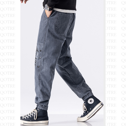 Casual Drawstring Waist Tapered Jeans