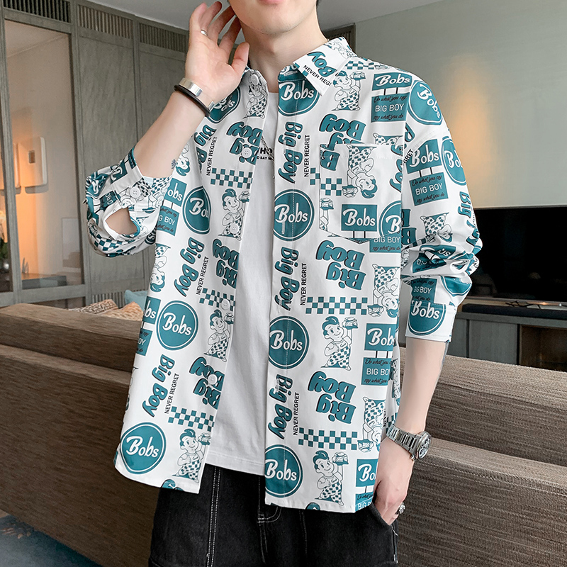 Lässiges Langarmhemd mit modischem Print für den Urlaubsstil