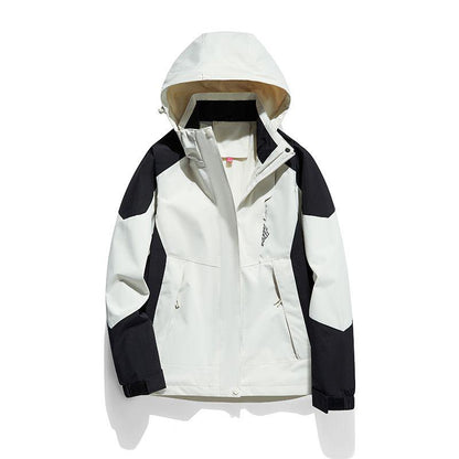 フリースライニングの登山用3 in 1防水取り外し可能なレインコートフード付きジャケット