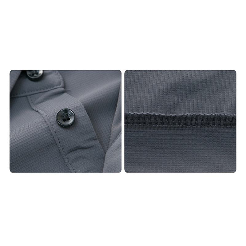 Camisa Polo de Manga Corta de Tencel Sedoso de Cuadros de Espiga de Solapa Resistente a las Arrugas