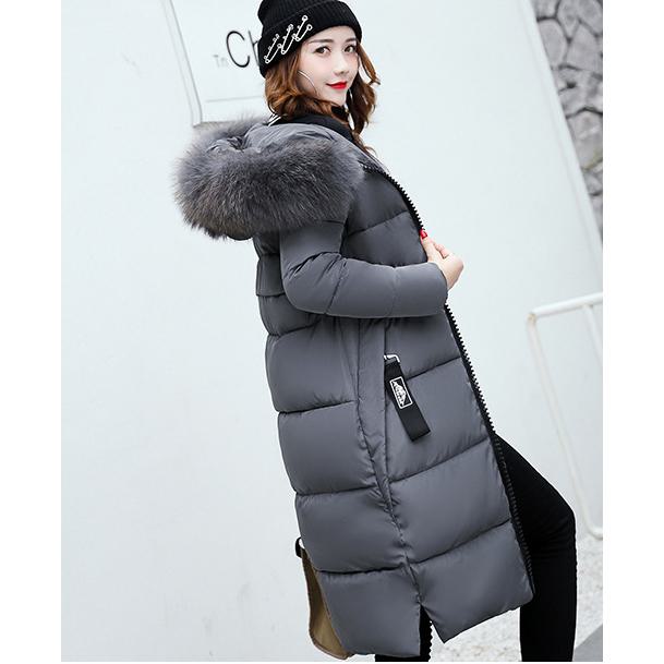 Knee-Length Thickened Fur Collar Puffer Coat