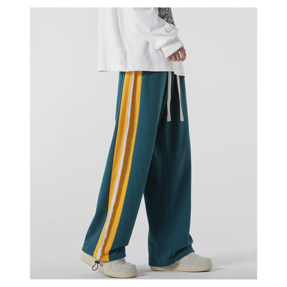 Wide-Leg Knitted Casual Tapered Straight Pants Sports Drawstring Sweatpant