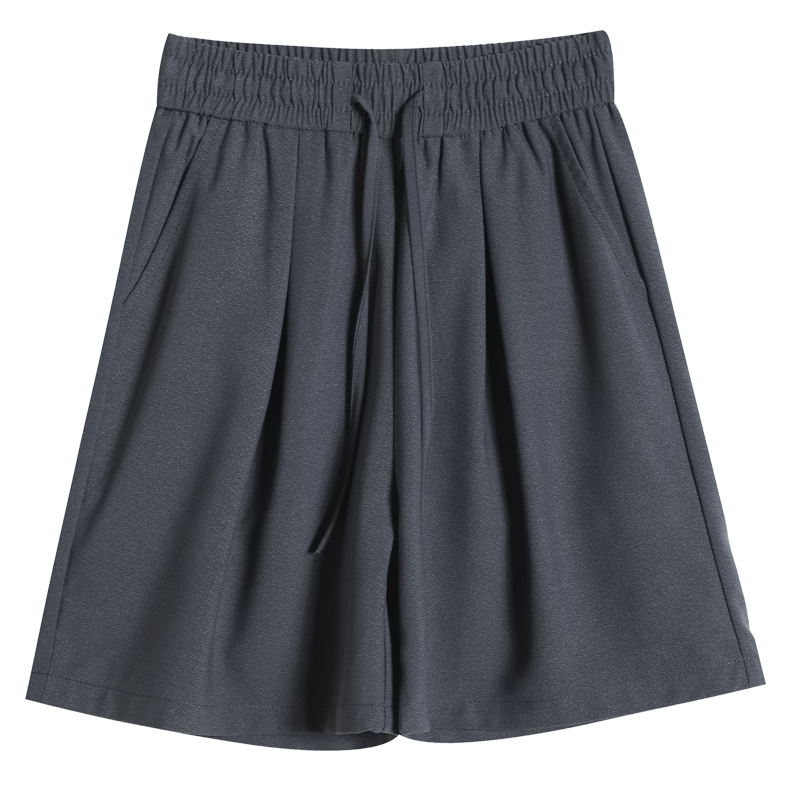 Pantalones cortos de cintura ajustable, rectos y anchos, informales y sueltos, de corte fino y sedoso.