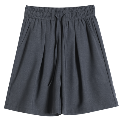 Pantalones cortos de cintura ajustable, rectos y anchos, informales y sueltos, de corte fino y sedoso.