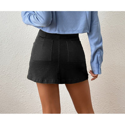 Versatile Casual Slimming Split Hem Bodycon Denim Skirt
