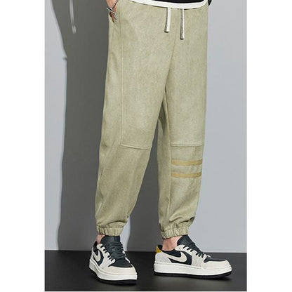Pantalon de survêtement polyvalent en daim avec taille élastique fuselée