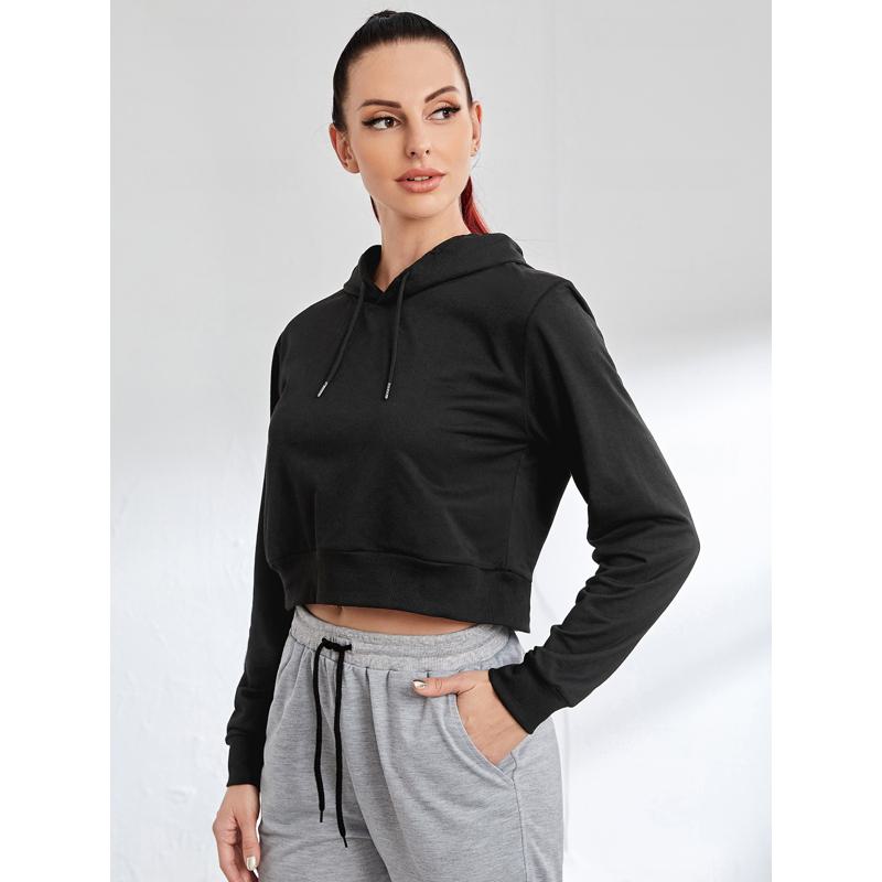 Hooded Solid Casual Running Sports Tee