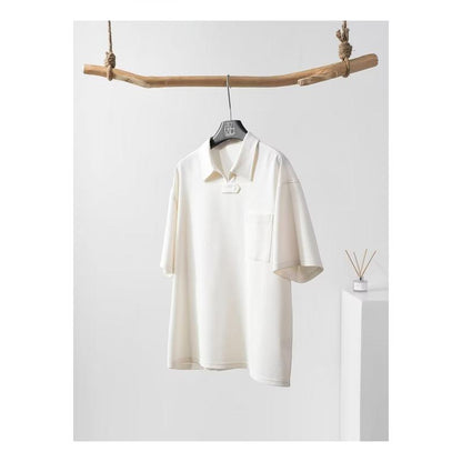 Trendy Print Solid Simplicity Short Sleeve Shirt