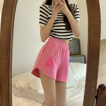 Faux Cotton Versatile Contrasting Colors Loose Fit Shorts