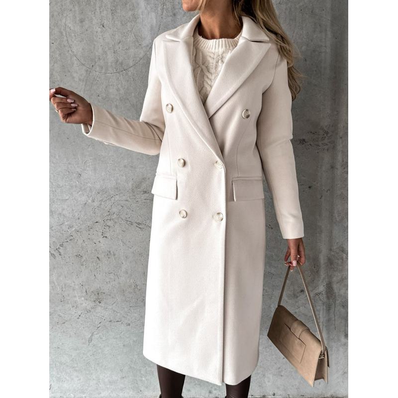 Double-Breasted Solid Color Overcoat