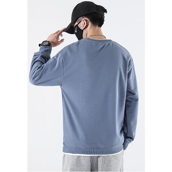 Round Neck Loose Fit Solid Color Pullover Men's Sweatshirt