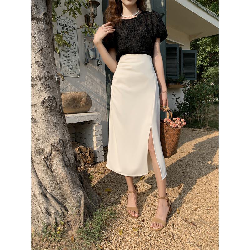 Belly-Covering High-Waisted Pleated Midi Pencil Skirt