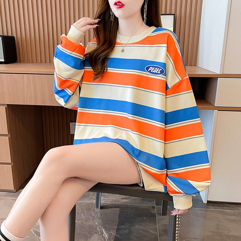 Fiber Pullover Thin Twill Stripe Sweatshirt