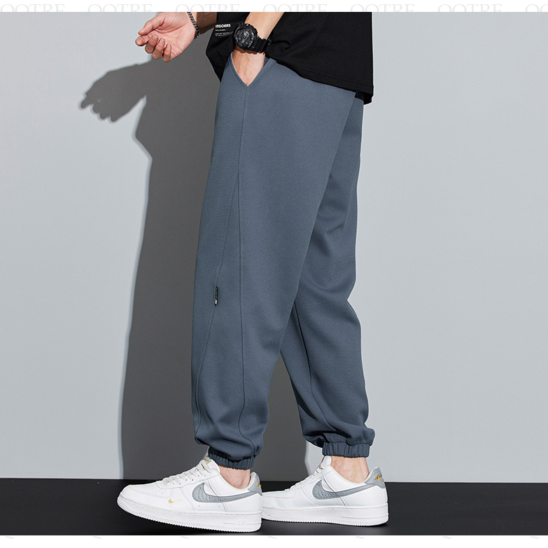Drawstring Knitted Solid Color Tapered Loose Fit Sweatpant
