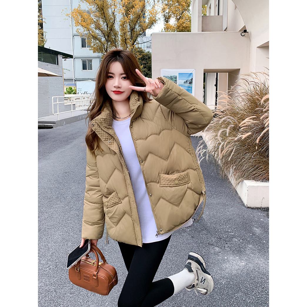 Loose Fit Stand-Up Collar Cropped Puffer Jacket