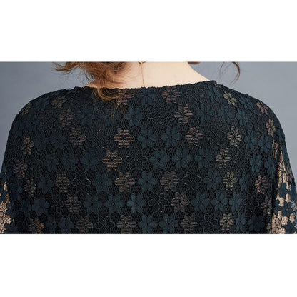 Lace Midi Simplicity Plus Artistic Slimming Round Neck Pullover Dress