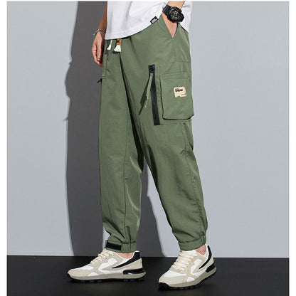 Elastische Mehrfachtaschen-Zipper-Tapered-Hose