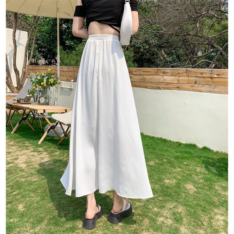 Falda de hada de cintura alta y color sólido, falda completa versátil y clásica.