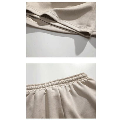 Versatile Suede-Like Drawstring Waist Trendy Solid Color Camel Velvet Shorts
