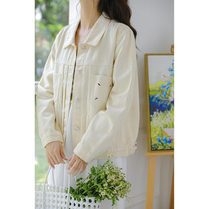 Simplicity Embroidery Loose-Fit Denim Jacket