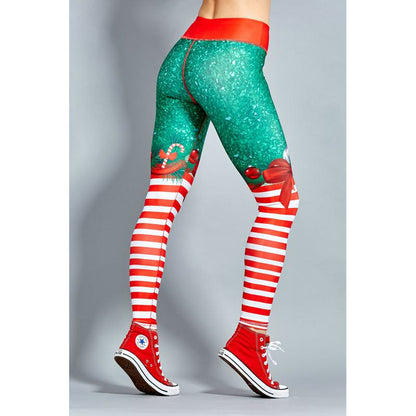 Elasticity Christmas Fitness Yoga Sports Stripe Sports Leggings