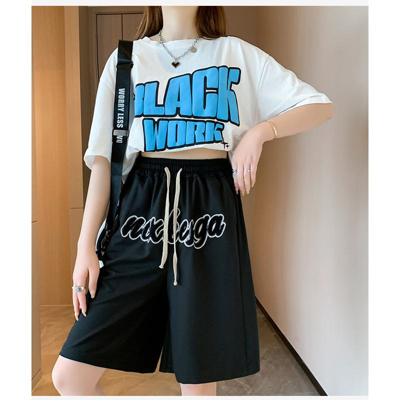 Casual Embroidery High-Waisted Letter Sports Shorts