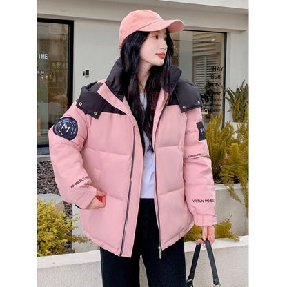 Cropped Hooded Loose Fit Thickened Puffer Jacket