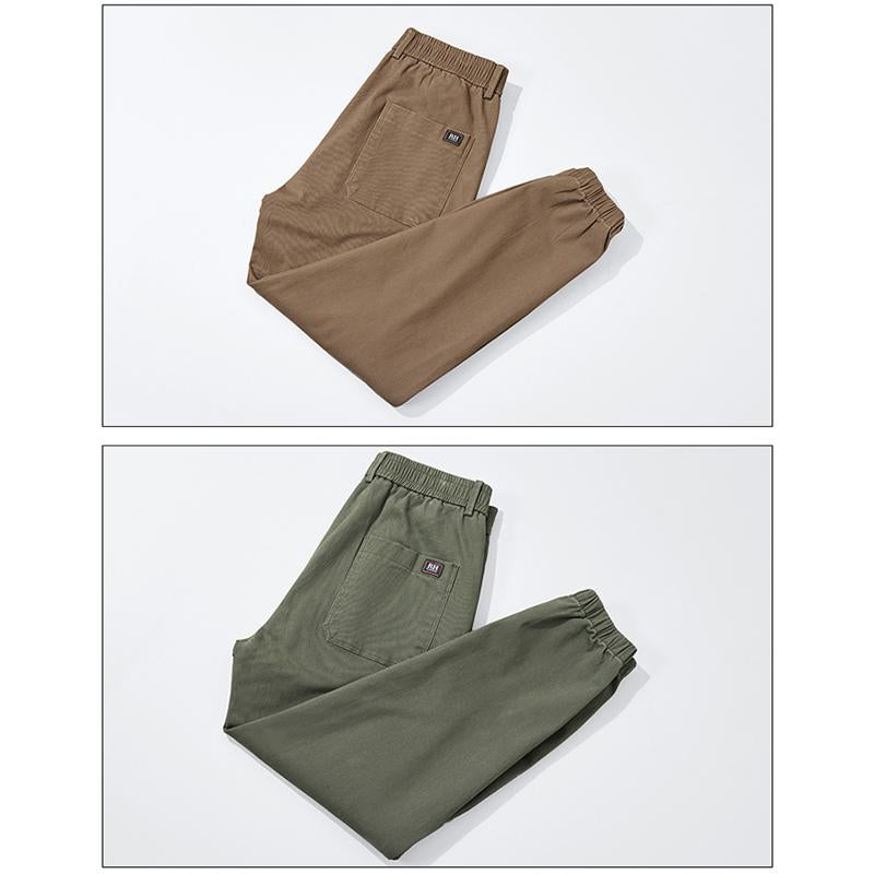 Pantalon ample en coton pur, coupe fuselée, polyvalent et élastique