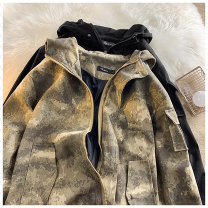 Stain-Resistant Workwear Style Camouflage Field Jacket