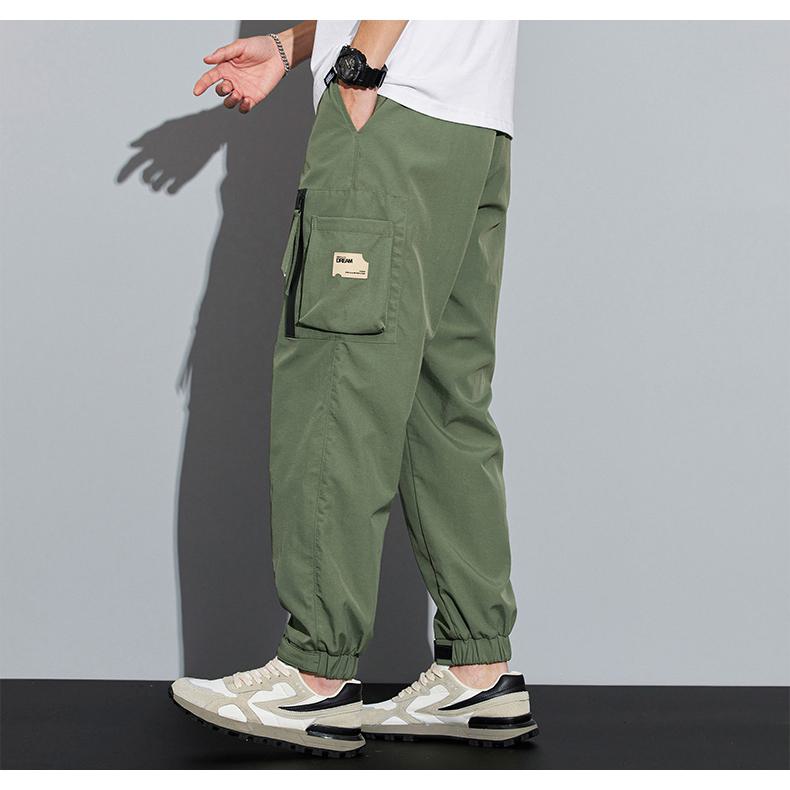 Elasticity Multi-Pocket Zipper Tapered Pants