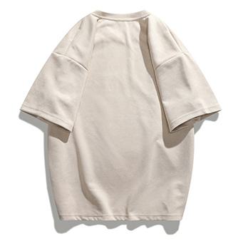 Kurzarm-T-Shirt mit Rundhalsausschnitt aus elastischem Wildleder und überschnittenen Schultern