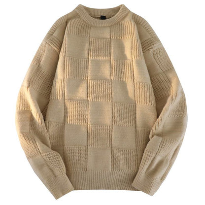 Crew Neck Loose Fit Simplicity Round Neck Knitted Sweater
