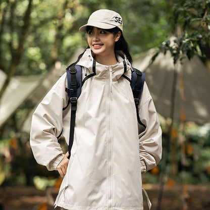 Chaqueta con capucha impermeable y cortavientos para camping al aire libre